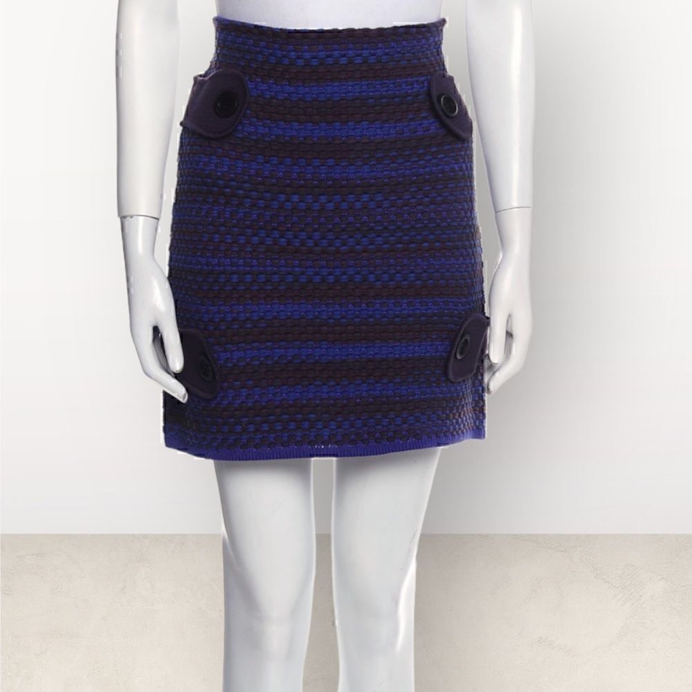 M Missoni Blue & Brown Stripedcrochet Shirt